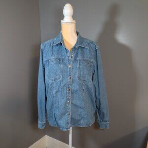 Christopher & Banks Denim Shirt with Embroidered Bird on Back Size XL